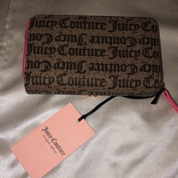 Juicy Couture Taupe Dark Brown Love Never Dies Bifold Wallet Studded Heart NWT - Picture 8 of 16